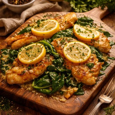 Image of Lemon Chicken Scallopini with Spinach