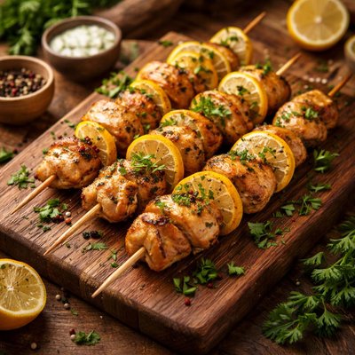 Image of Lemon Chicken Skewers Kabobs