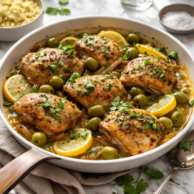 Image of Lemon Chicken with Cilantro and Olives Poulet M Charmel