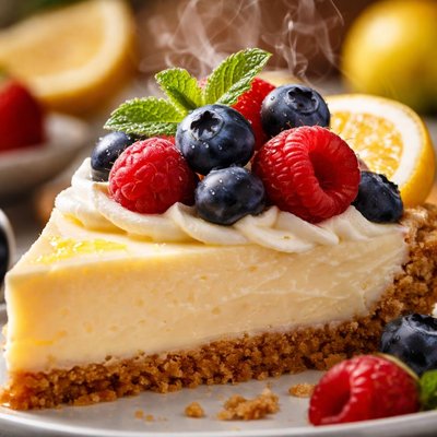 Image of Lemon Cream Cheese Pie with Berries