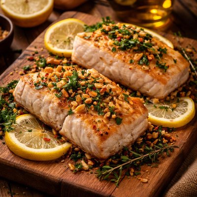 Image of Lemon Garlic Alaskan Halibut