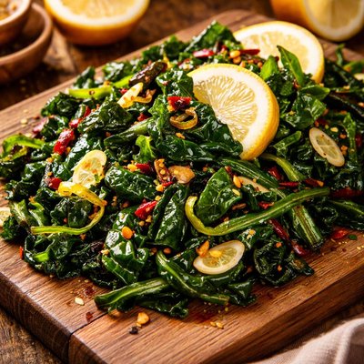 Image of Lemon Garlic Greens Saute