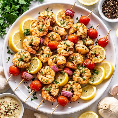 Image of Lemon Garlic Shrimp Kebabs