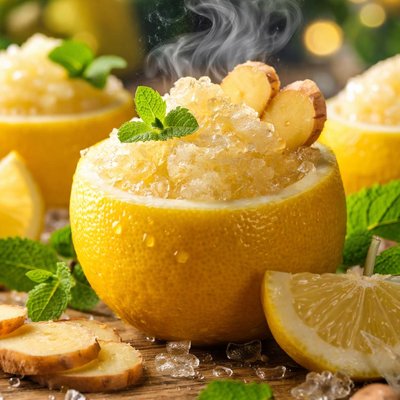 Image of Lemon Ginger Ice in Lemon Cups
