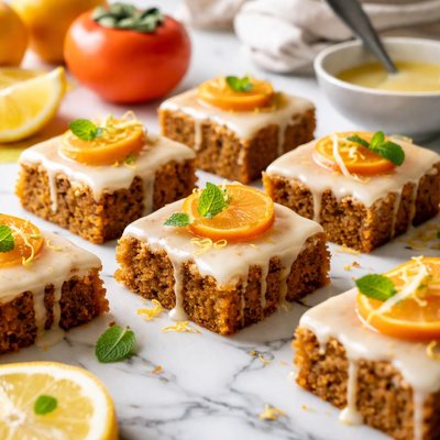 Image of Lemon Glazed Persimmon Bars
