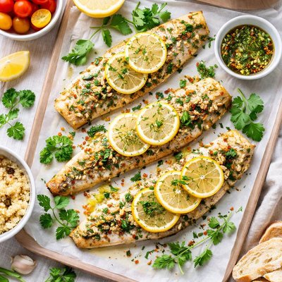 Image of Whole30 Lemon Herb Baked Seabass Fillet