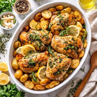 Image of Lemon Herb Chicken with Roast Potatoes