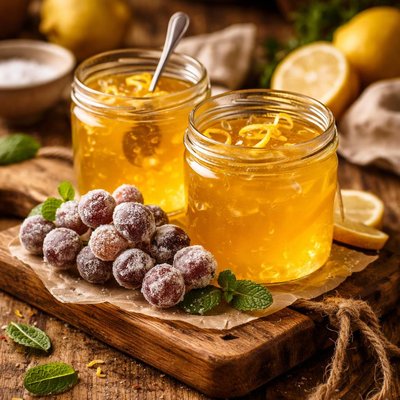 Image of Lemon Jelly with Frosted Grapes