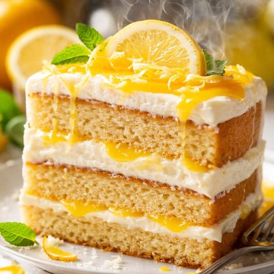 Image of Lemon Layer Cake with Lemon Curd and Mascarpone