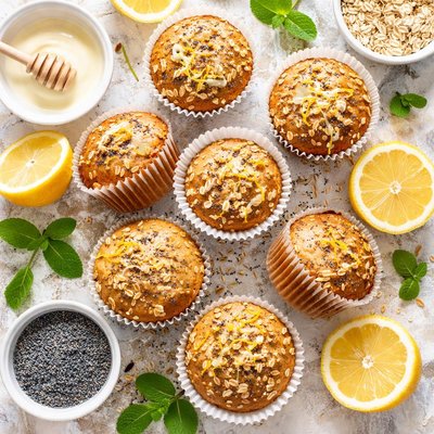Image of Lemon Oatmeal Poppy Seed Muffins