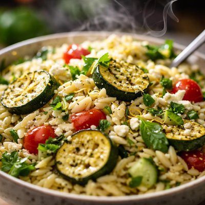 Image of Lemon Orzo Salad with Zucchini and Fresh Herbs