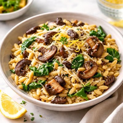 Image of Lemon Orzo with Mushrooms and Pine Nuts