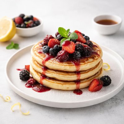 Image of Lemon Pancakes with Berry Topping