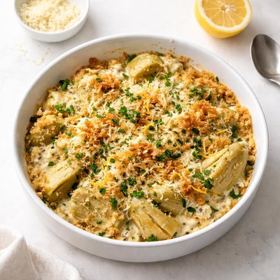 Image of Lemon Parmigiano Artichoke Casserole