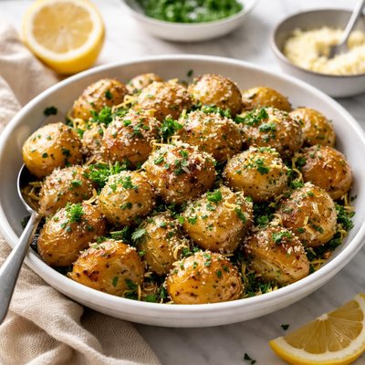 Image of Lemon Parsley Potatoes with a Parmesan Cheese Crust