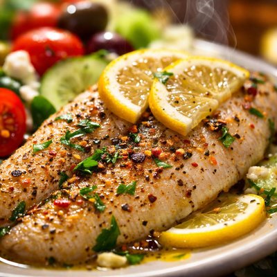 Image of Lemon Pepper Fish Greek Style