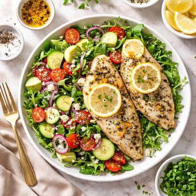 Image of Lemon Pepper Fish with Garden Salad