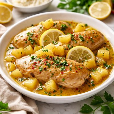 Image of Lemon Pineapple Crock Pot Chicken