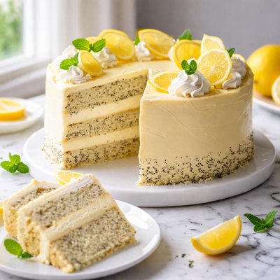 Image of Lemon Poppy Seed Cake with Lemon Mousse Filling