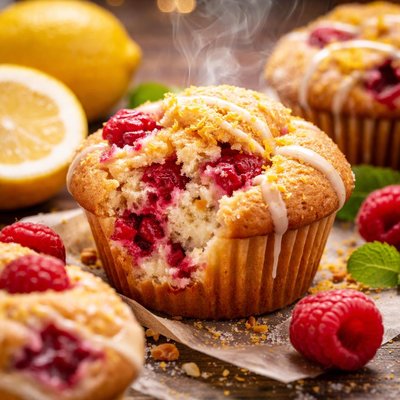 Image of Lemon Raspberry Yogurt Muffins