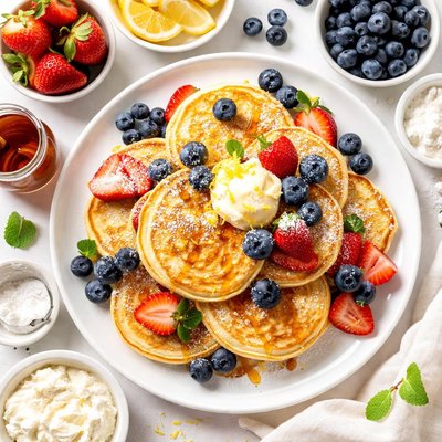 Image of Lemon Ricotta and Sour Cream Pancakes Light Version