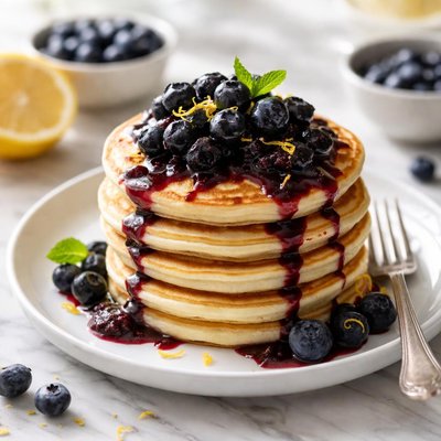 Image of Lemon Stacks with Blueberry Sauce