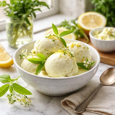 Image of Lemon Verbena Ice Cream from a French Country Herb Garden