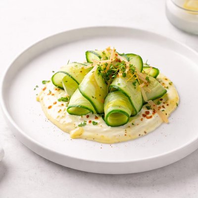 Image of Lemony Curried Yogurt Cucumber and Ginger Dressing