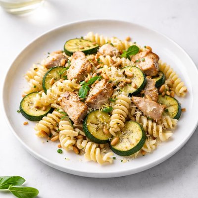 Image of Lemony Fusilli with Chicken Zucchini and Pine Nuts