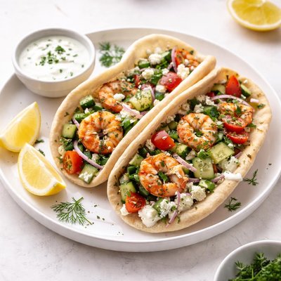 Image of Lemony Herbed Shrimp Gyros with Ranch Tzatziki Rsc
