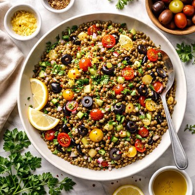 Image of Lemony Lentils with Black Olives