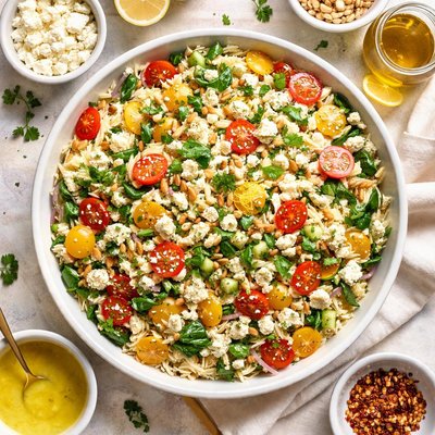Image of Lemony Orzo Salad with Feta and Pine Nuts