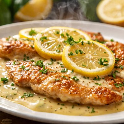 Image of Lemony Pork or Chicken Scaloppine with Lemon Cream Sauce