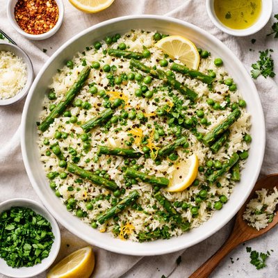 Image of Lemony Rice with Asparagus