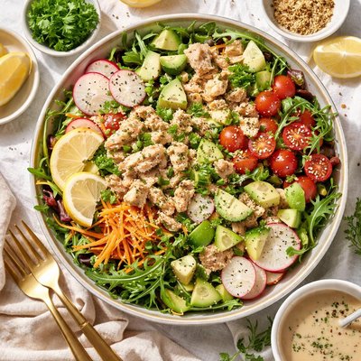Image of Lemony Tuna Salad with Tahini Dressing