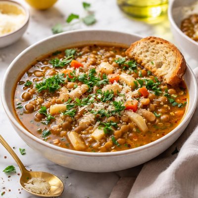 Image of Lentil and Cannellini Bean Soup