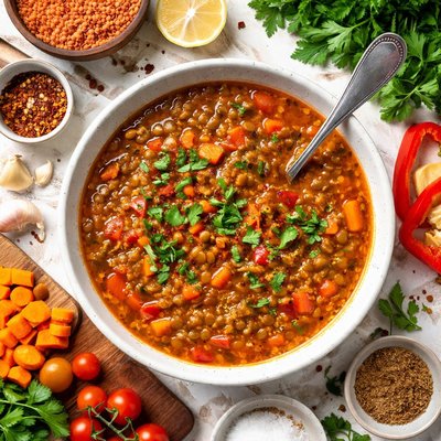 Image of Lentil and Red Pepper Soup
