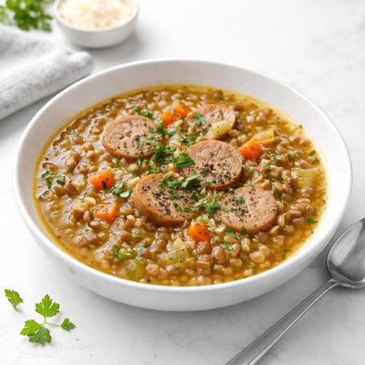 Image of Lentil and Rice Soup with Sausage Low Fat