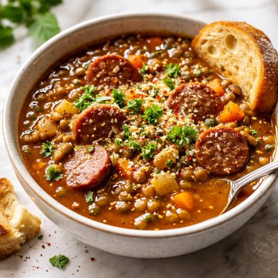 Image of Lentil and Spicy Sausage Soup