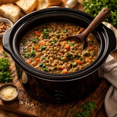 Image of Lentil and Wild Rice Soup Crock Pot