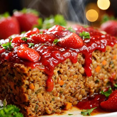 Image of Lentil Loaf with Strawberry Sauce