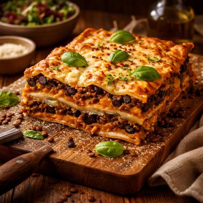 Image of Lentil Olive and Pumpkin Lasagne