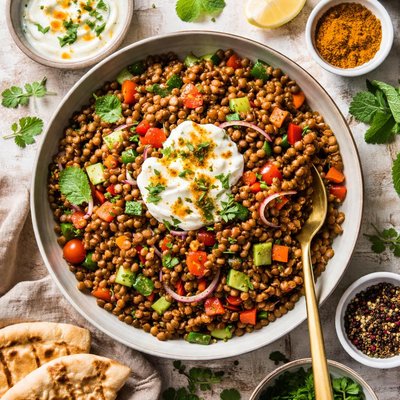 Image of Lentil Salad with Curry Spices and Yogurt