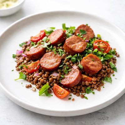 Image of Lentil Salad with Smoked Sausage