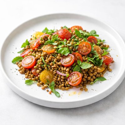 Image of Lentil Salad with Tomatoes Dill and Basil
