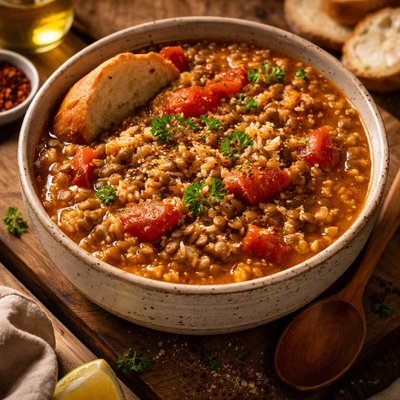 Image of Lentil Soup W Spicy Tomatoes Rice