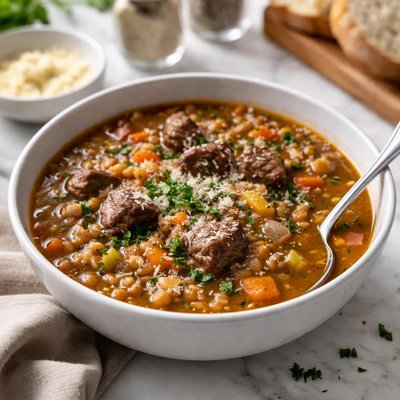 Image of Lentil Soup with Beef and Barley