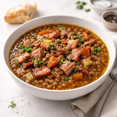 Image of Lentil Soup with Ham and Bacon Crock Pot Slow Cooker
