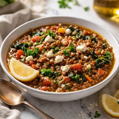 Image of Lentil Stew with a Mediterranean Twist