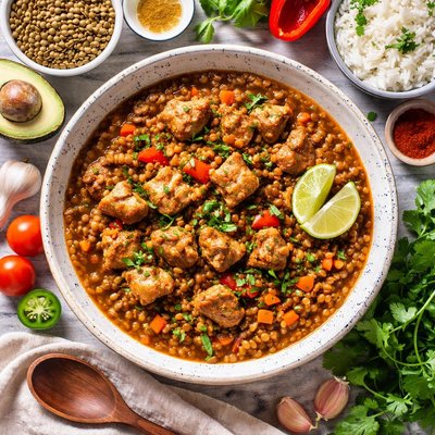Image of Lentils and Pork Coastal Style Lentejas Costenas Con Puerco